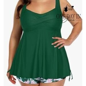 Aqua Eve Plus Size Boyshort Tankini Swimsuit Size 20W